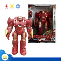 Mainan Robot Anak Hulkbuster Iron man Berjalan dengan Lampu dan Suara