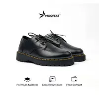 MOOFEAT CORVET - Sepatu kulit pria derby casual boots hitam original