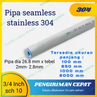 pipa seamless stainless 304 3/4 inch sch 10 x 6000 mm