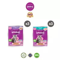 WHISKAS® Makanan Anak Kucing Basah Pouch Multi Variant 80g - isi 6