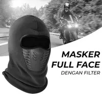 Masker Topeng Motor Pria Cowo Full Face Model Ninja + Filte Udara