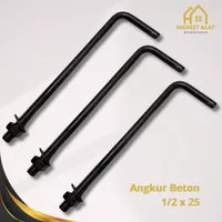 Baut Angkur L Hitam 1/2 x 25 cm (12 mm x 25 cm) + Mur + Ring 10 Inci