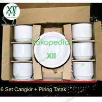 NIKURA Tea Coffee Cup + Saucers Set 12 Pcs Cangkir Keramik Polos Warna