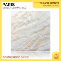 KERAMIK PARIS 50 X 50 BOSTON BEIGE / KERAMIK LANTAI MOTIF MARMER