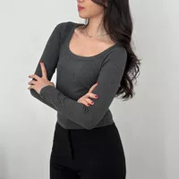 Glory Top - Baju Knit Longsleeve Fit Body Atasan Wanita T-Shirt Crop