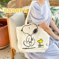 SNOOPY PEANUTS CANVAS TOTE BAG TAS TOTEBAG WOMEN WANITA