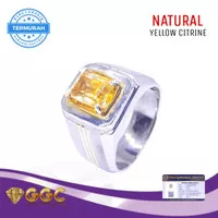 Cincin Batu Natural Citrine Quartz Ring Perak Handmade Elegant