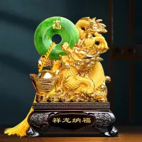 Patung Naga Emas GIOK Hijau Imlek Naga Keramik Gift Set Hampers Parcel