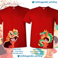 Kaos Baju Imlek Sincia CNY Boy Girl Chinese Dragon Lion Dance T-Shirt