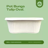 POT BUNGA TULIP OVAL PUTIH/ POT TANAMAN HIAS PANJANG OVAL