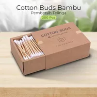 200pcs Katun Swabs Cotton Buds Korek Kuping Penyeka Kayu kapas 