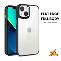 Flat Edge Metal Black Case iPhone Never Yellow Hybrid 6-15 Pro Max