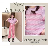 Set Girl Ilona Pink | Setelan Baju Rajut knit anak perempuan pink