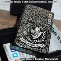 TERMURAH ! ZIPPO BLACK CHROME EBONY CUSTOM GRAFIR 2 SISI PAS PAM PRES 