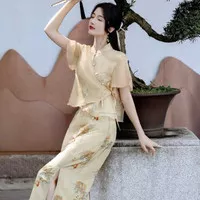 cheongsam dress wanita set/cheongsam imlek/cheongsam premium import