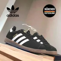 sepatu ADIDAS MUNCHEN pria SNEAKERS black white full suede