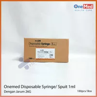 Syringe 1cc Onemed BOX 100pcs Spuit 1ml Disposable 