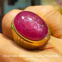 cincin perak batu permata natural Ruby 