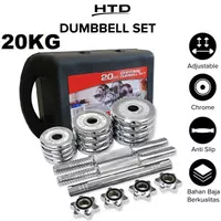 DUMBBELL BARBEL SET ALAT ANGKAT BEBAN 20 KG - BESI CHROME - Model Q303