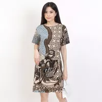 038-Dress Batik Kantor Wanita Dress Pesta Batik Songket Simple