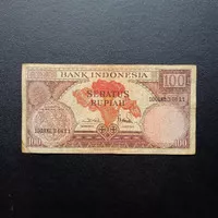 Uang Kertas Kuno Rp 100 Rupiah 1959 Seri Bunga Burung TP093