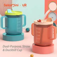 Sakumini 2in1 Training Duckbill Straw Cup Gelas Minum Sedotan Anak