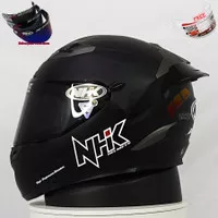 NHK RX9 Solid Black Doff Paket Ganteng Helm Full Face Double Visor