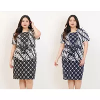 DRESS BATIK WANITA 027 JUMBO BIGSIZE KERJA KANTOR PESTA HAMIL XXL XXXL