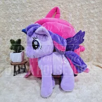 tas ransel bulu anak+boneka karakter little pony twilight sparkle