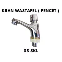 SKL Keran air kran wastafel tekan otomatis push wastafel pencet ss 1/2