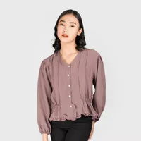 Malova Mariana Blouse | Atasan Blus Wanita Rempel Lengan Panjang