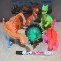 mainan dinosaurus karet besar 6 pcs dino mainan dinosaur world