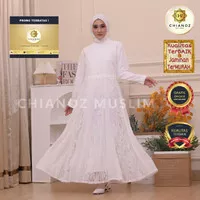 Baju Gamis Putih Lebaran Umroh Haji / Busana Muslim Wanita #859