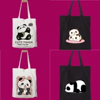 Totebag Tote Bag Gambar Panda Kelinci Lucu Kanvas Import Korea