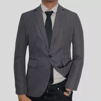 jas pria slimfit blazer pria tartan abu metalik casual formal keren