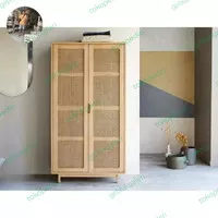 lemari pakaian rotan Original pintu 2 kayu jati solid