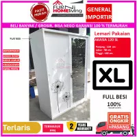 Lemari Pakaian Baju Full Besi 2 Pintu Sliding Jumbo AKASIA 120