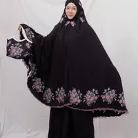 Mukena Sulaman Kristik / Mukena Sulaman Strimin - Dasar warna abu