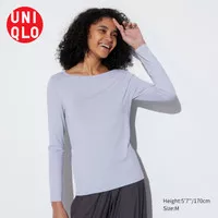 Women Tshirt Kaos Manset dalaman Airism uv protection crew neck UNIQLO