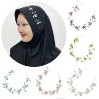 Leona Lily Crystal Pearl Headpiece Hairpiece Hijab Tiara Hiasan Kepala