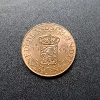 Koin Benggol 2½ Cent 1945 Nederlandsch Indie Uang Kuno Jadul 2,5 TP9dh