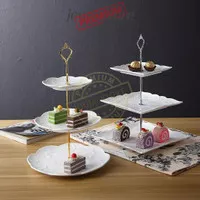 Cake Tier Stand Plate Display 3 Susun Rak Tempat Makanan Buah Cup Cake