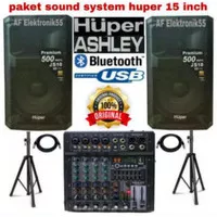 Paket Sound System speaker Aktif Huper 15 Inch + Mixer Ashley Original