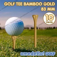 GOLF WOODEN TEE TEES GOLD COLOR EMAS BAMBOO OMEDETTO