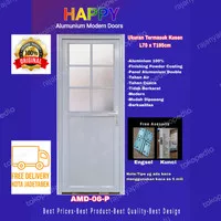 Pintu Aluminium Modern-Happy Door-AMD 06-Kaca Ornamen-Putih