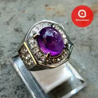 Cincin Mewah Batu Mulia Kecubung Asihan Ametis Amethyst Crystal