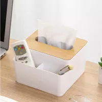 Kotak Tisu Tissue Kayu Smartphone Holder Remote Tempat Tissue Box