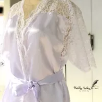 Kimono half neck lace (Tanpa bordir) bride piyama satin brukat