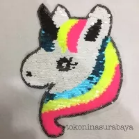 Aplikasi Baju FLIP 1 Warna / Emblem / Patch /Aplikasi Sequin Unicorn