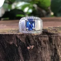 Cincin pria natural blue saphire